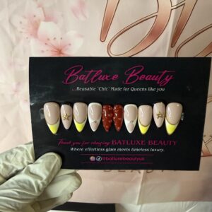 Batluxe Press-On Nails – Golden Citrus Drip