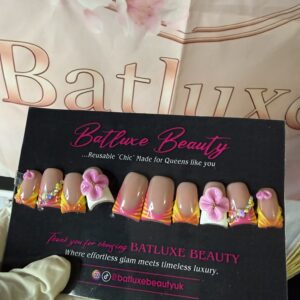 Batluxe Press-On Nails – Sunset Blossom