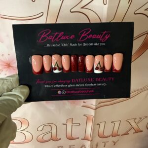 Batluxe cherry glaze reusable press on nails