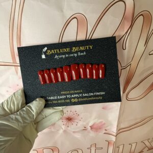 Batluxe classic red glossy reusable press on nails